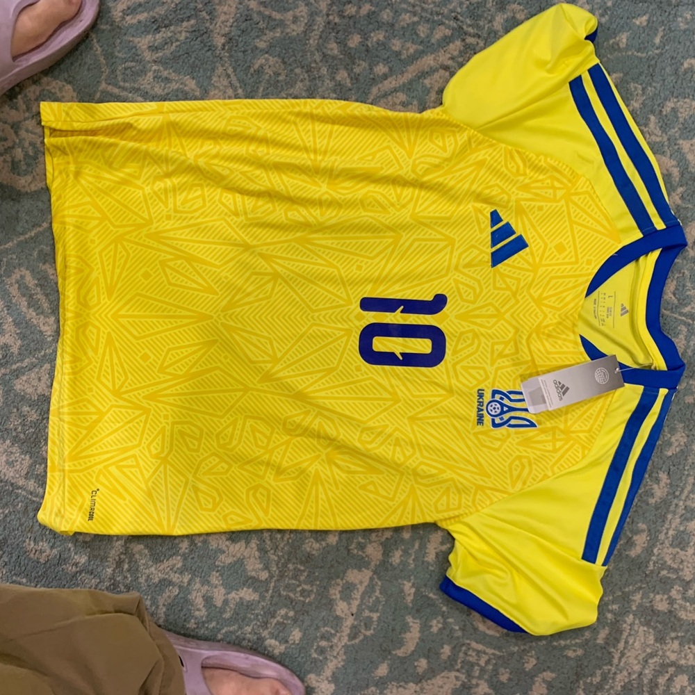 Adidas Yellow and Blue Slim Fit Jersey size Large